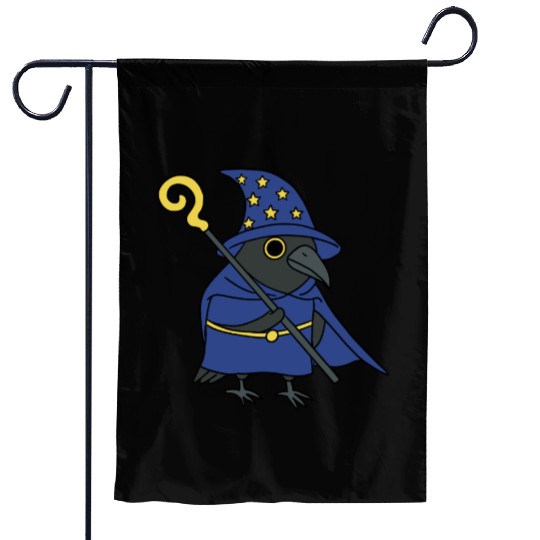 Mystical Wizard Raven Illustration Garden Flags