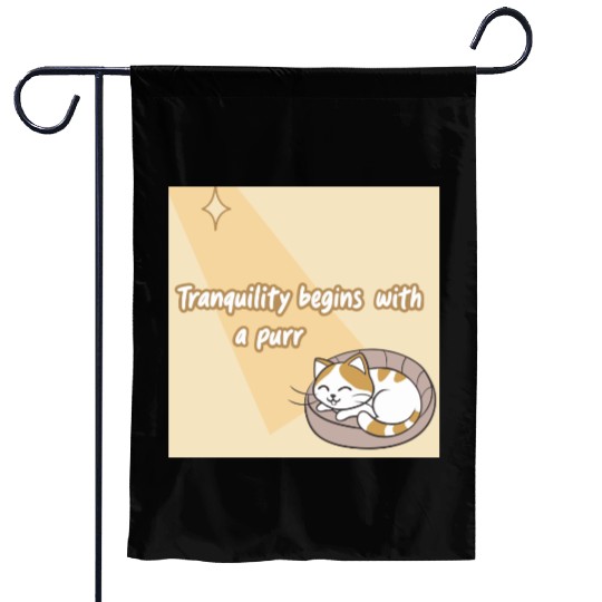 Peaceful Cat Relaxation Illustration Garden Flags