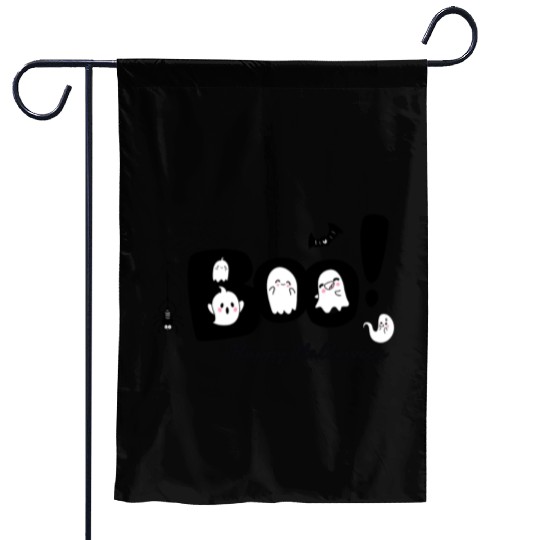 Cute Ghosts and Spider Halloween Pattern Garden Flags
