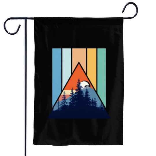 Geometric Mountain Forest Sunset Garden Flags