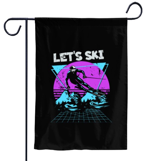 Retro Snow Skiing Illustration Garden Flags