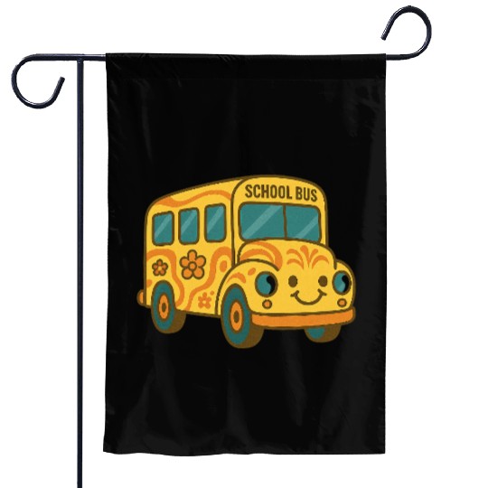 Cute Yellow School Bus Back to School Fun Garden Flags