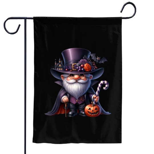 Elegant Halloween Gnome – Top Hat, Pumpkin & Candy Garden Flags