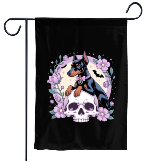Dark Fantasy Doberman Dog Gothic Art Illustration Garden Flags