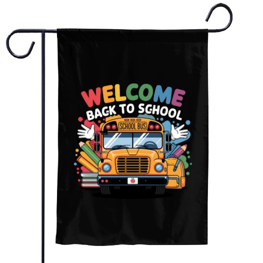 Welcome Back to School School Bus Garden Flags