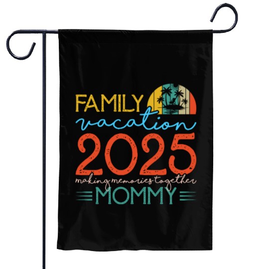 Family Vacation 2025 Tropical Sunset Design Garden Flags