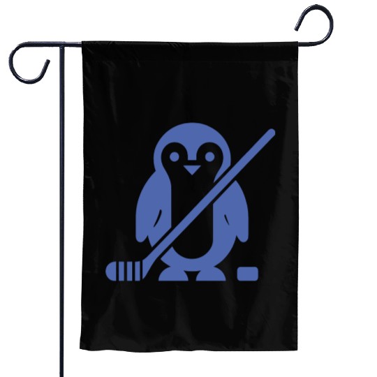 Minimalist penguin ice hockey silhouette sport Garden Flags