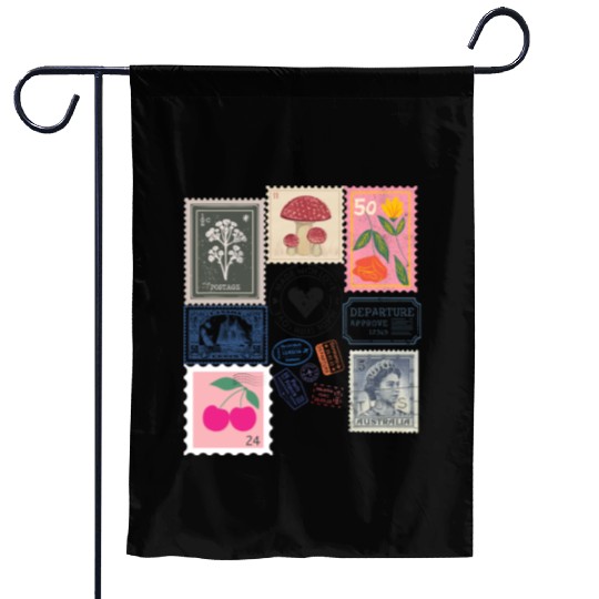 Vintage Stamps Garden Flags