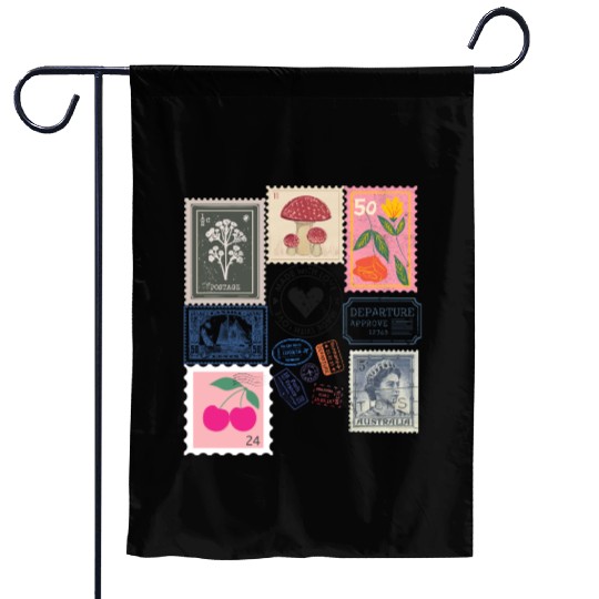 Vintage Stamps Garden Flags