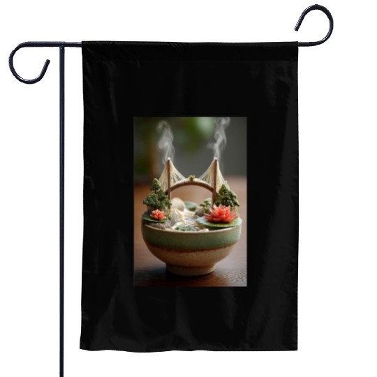Ramen Bridge Art Bowl Garden Flags
