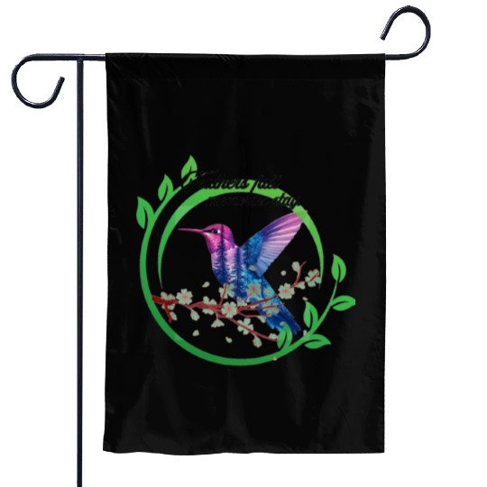 Vibrant Hummingbird and Blossoms Design Garden Flags