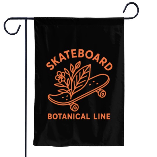 Botanical Skateboard Design for Nature Lovers Garden Flags