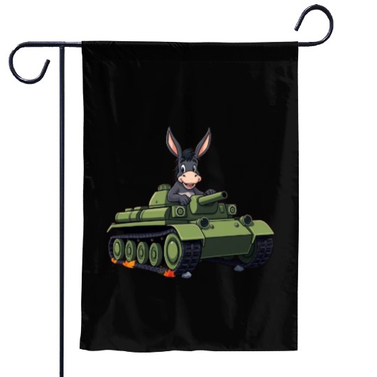 Adorable Donkey Tank Battle Scene Garden Flags