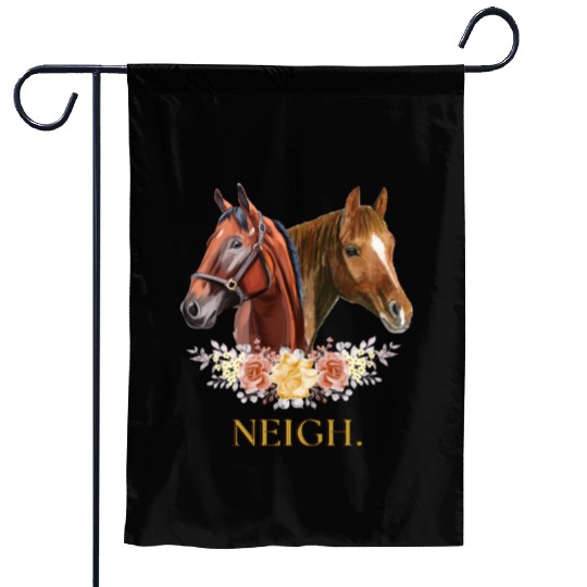Elegant Horse Floral Neigh Funny Equestrian Art Garden Flags