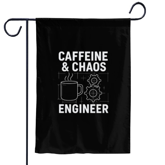 Caffeine & Chaos Engineer - Funny Coffee Tech Gift Garden Flags