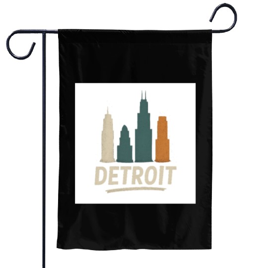 Detroit Skyline Street Vibes Garden Flags