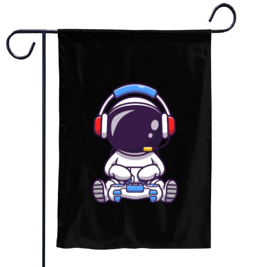 Galactic Gamers Alien Cartoon Design Garden Flags