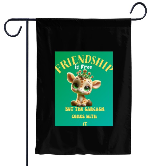 Whimsical Friendshippissed Giraffe Illustration Garden Flags