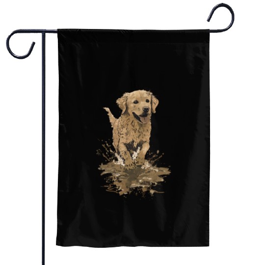 Joyful Golden Retriever Splash Design Garden Flags