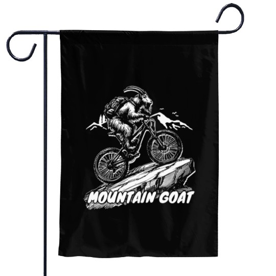Mountain Goat on Bike Garden Flags