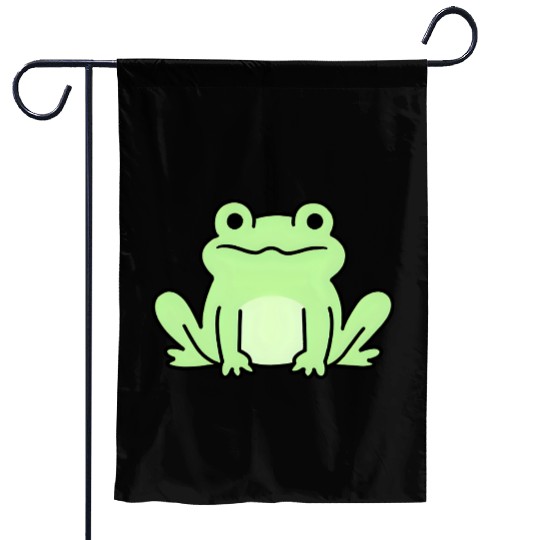 Lime Green Cartoon Frog Design Garden Flags
