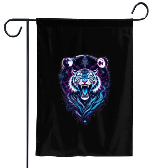 Neon Tribal Tiger Cosmos Design Garden Flags