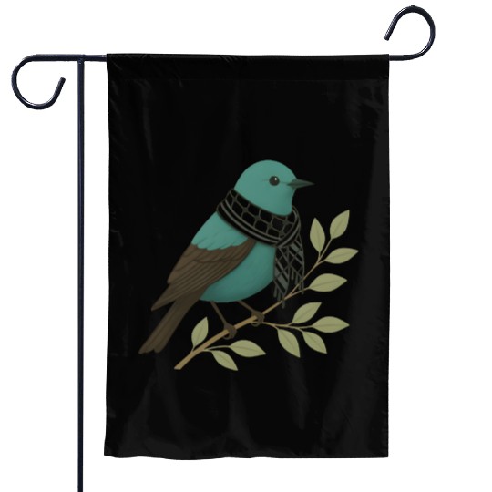Palestine Sunbird with Keffiyeh and Olive Branch Garden Flags