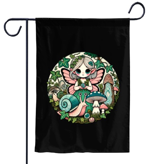 Enchanted Forest Fairy Illustration Garden Flags