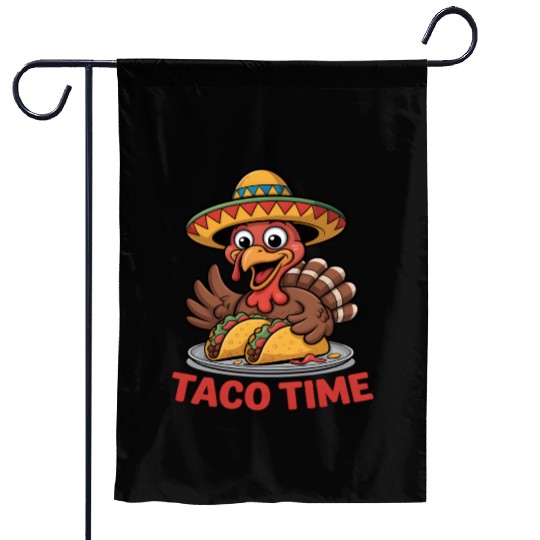 Festive Mexican Turkey Taco Design Garden Flags