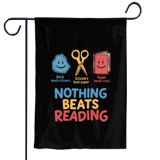 Nothing Beats Reading Funnny Rock Paper Scissors  Garden Flags