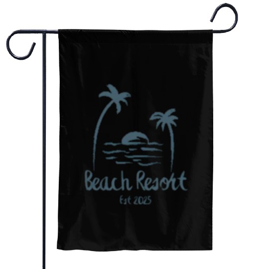 Tropical Beach Resort Vintage Logo Garden Flags