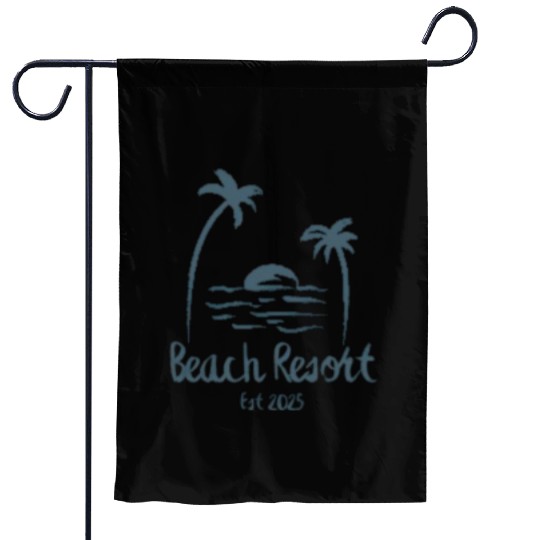 Tropical Beach Resort Vintage Logo Garden Flags