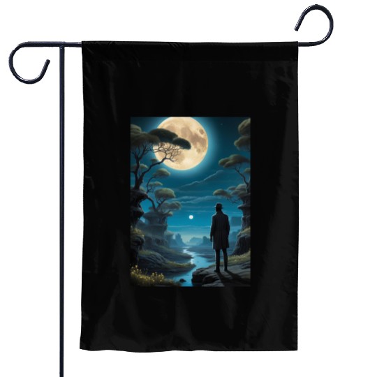 Mystical Night Under the Full Moon Garden Flags