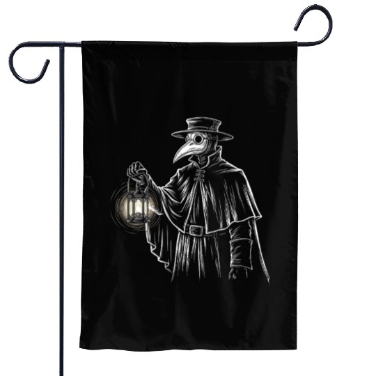 Dark Medieval Plague Doctor Illustration Garden Flags