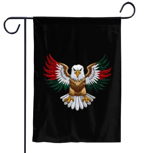 Majestic Bald Eagle with National Colors Garden Flags