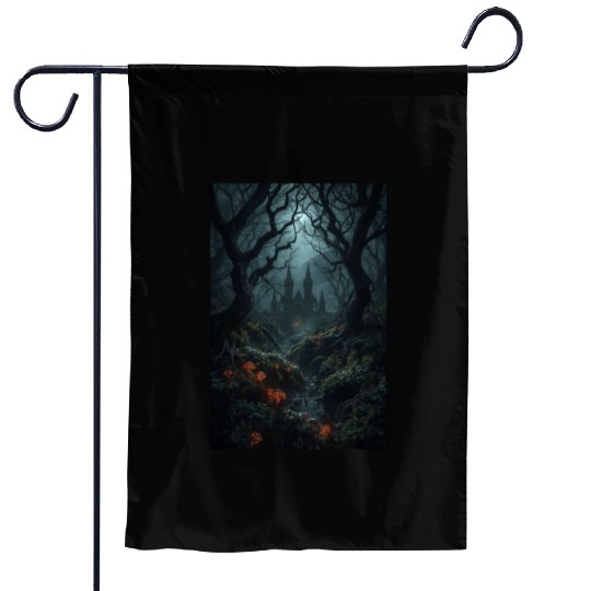 Enchanted Forest with Haunted Castle Garden Flags