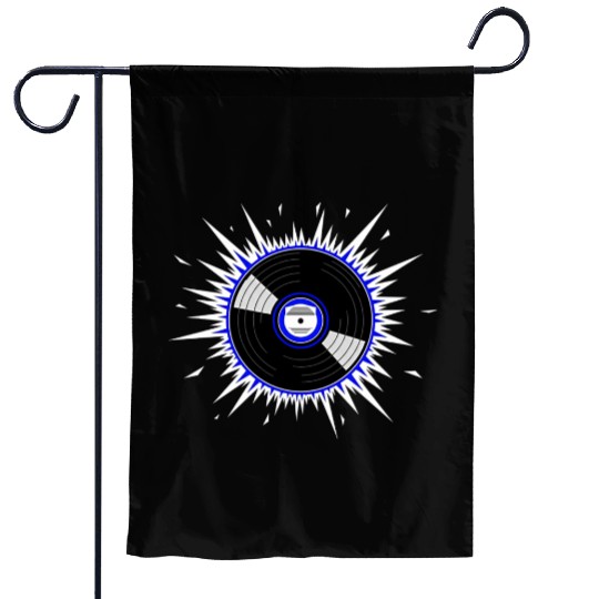 Vinyl Record Starburst Design Garden Flags