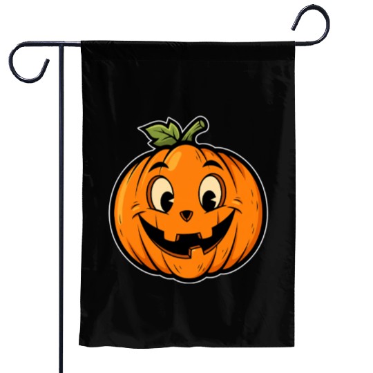 Playful Jack-o'-Lantern Cartoon Design Garden Flags