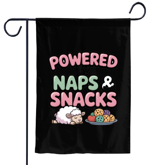 Powered by Naps and Snacks Illustration Garden Flags