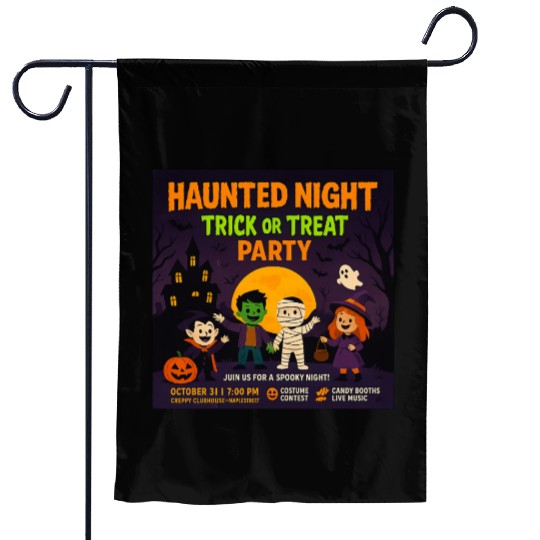 Haunted Night Trick or Treat Party Poster Garden Flags