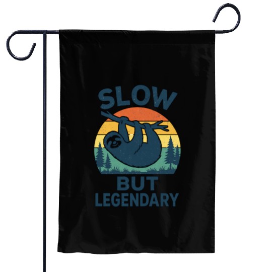 Legendary Sloth Sunset Illustration Garden Flags