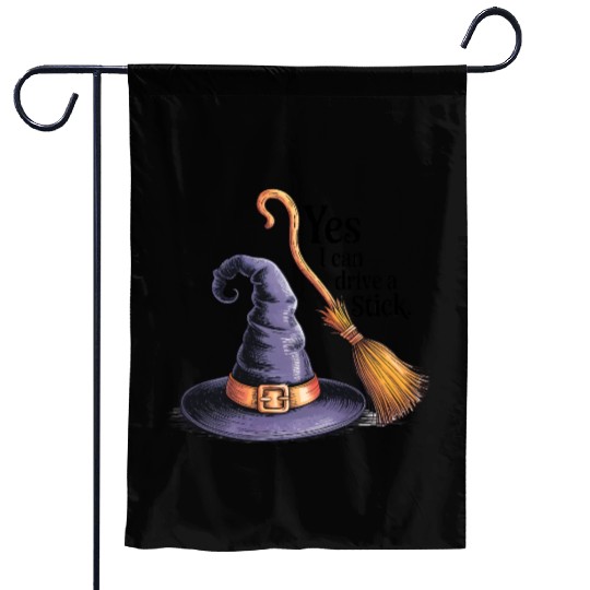 Magical Witch Hat with Broom and Quote Garden Flags