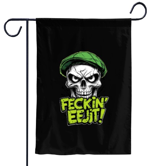 Angry Skull Feckin Eejit Irish Slang Funny Joke Garden Flags