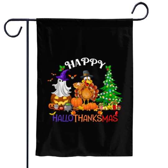 Retro Happy HalloThanksMas  Garden Flags