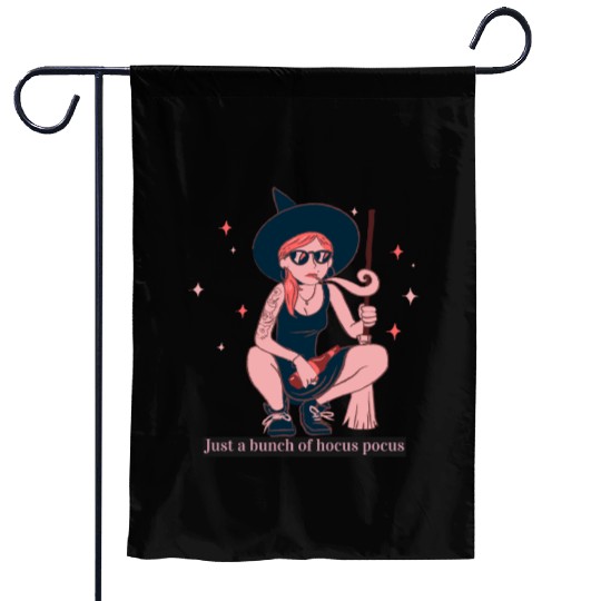 Witch Girl Hocus Pocus Illustration Garden Flags