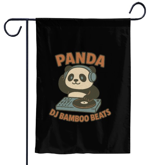 Panda DJ Bamboo Beats Illustration Garden Flags