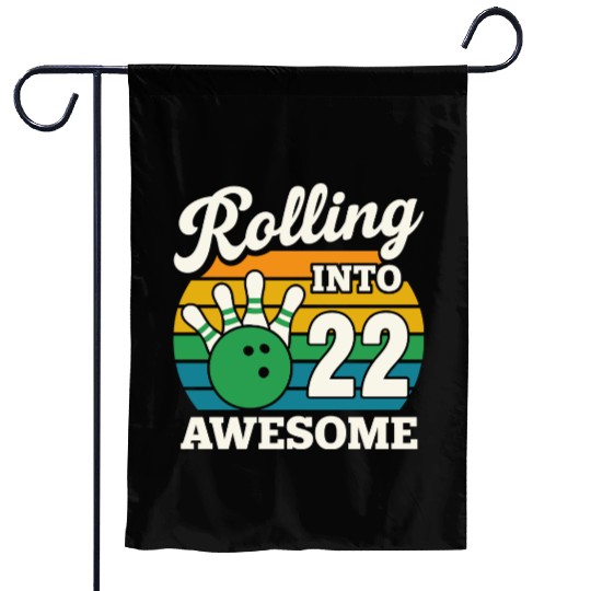 Rolling Into 21 Bowling Celebration Garden Flags
