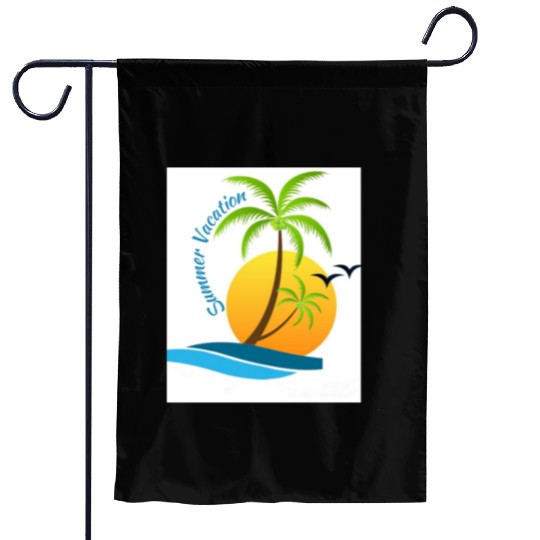 Tropical Sunset Beach Scene Garden Flags