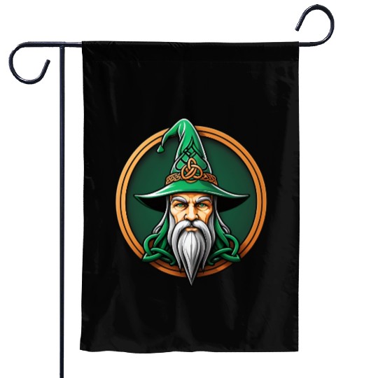 Ancient Wizard with Green Hat Garden Flags