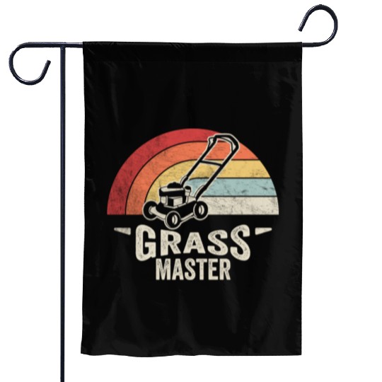 Grass Master Lawn Mowing Lawn Mower  Funny Retro Garden Flags